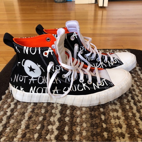 Mens High-Top converse Sneakers - Black and White - Picture 1 of 13